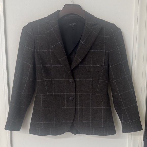 rag & bone Jackets & Blazers - New Rag & Bone Women's Brown Checkered Blazer 6